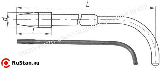 Метчик Гаечный М10 (1,5) Р6М5 с изогнутым хвостовиком, шахматный шаг (без маркировки) фото №1