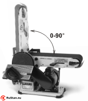 Конструкция станка позволяет изменять  наклон плеча шлифовальной  ленты от 0 до 90˚. фото №2 Proma BP-100 фото №2