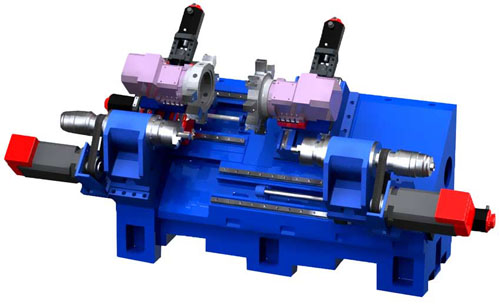 Структура станка с двумя револьверными головкамим